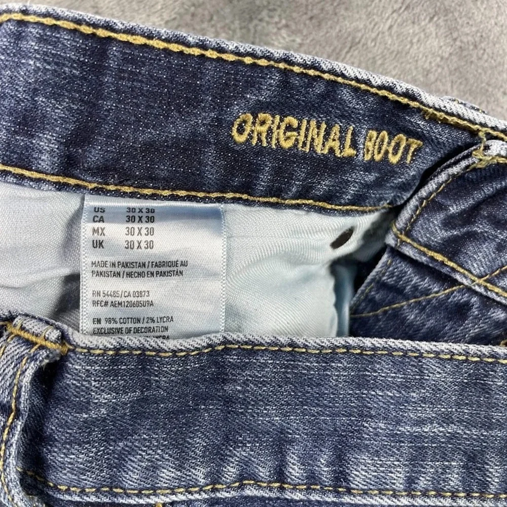 Y2K American Eagle Jeans Mens 30x30 Fit 30x29 Wash Blue Original Bootcut Stretch